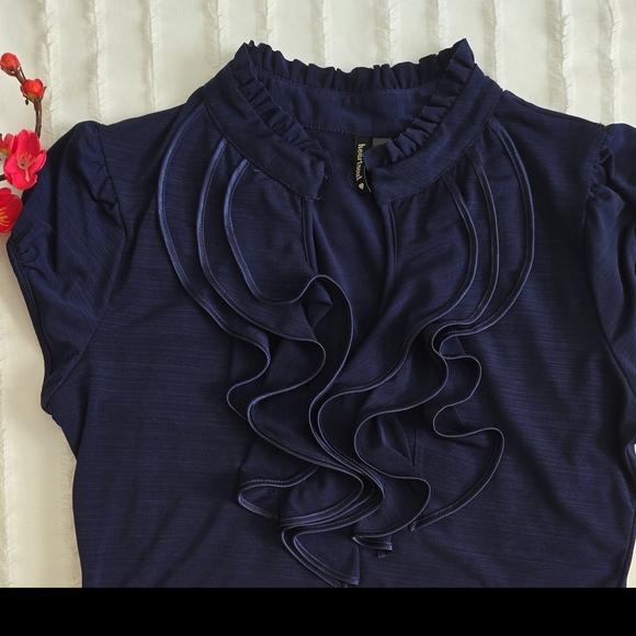 Heartsoul Navy Ruffle Detail Top - Picture 4 of 6